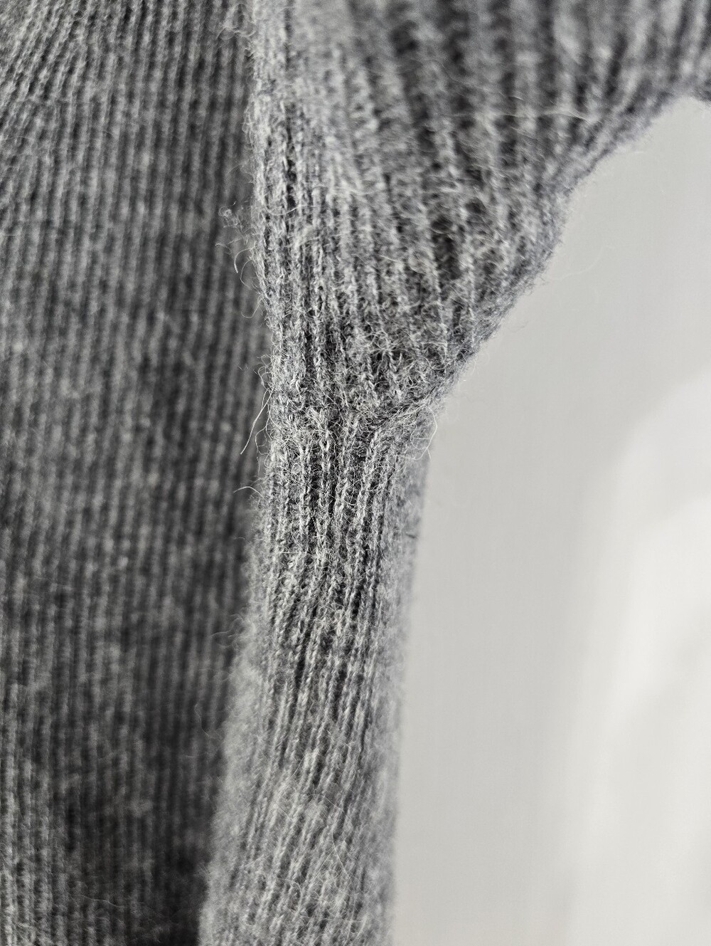 Quince Baby Alpaca Wool Cropped Crop Ribbed Rib Cardigan Sweater Gray Grey Sz L - Picture 6 of 11